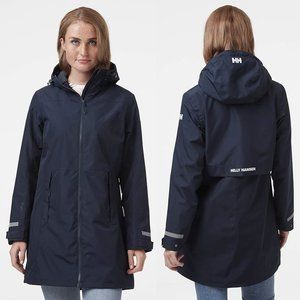 HELLY HANSEN Lisburn Coat Raincoat Navy Blue Hooded DWR YKK Size SMALL